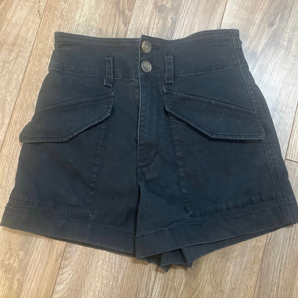 Stoic Shorts high waist black womens size S belt loops w/4 Pockets
